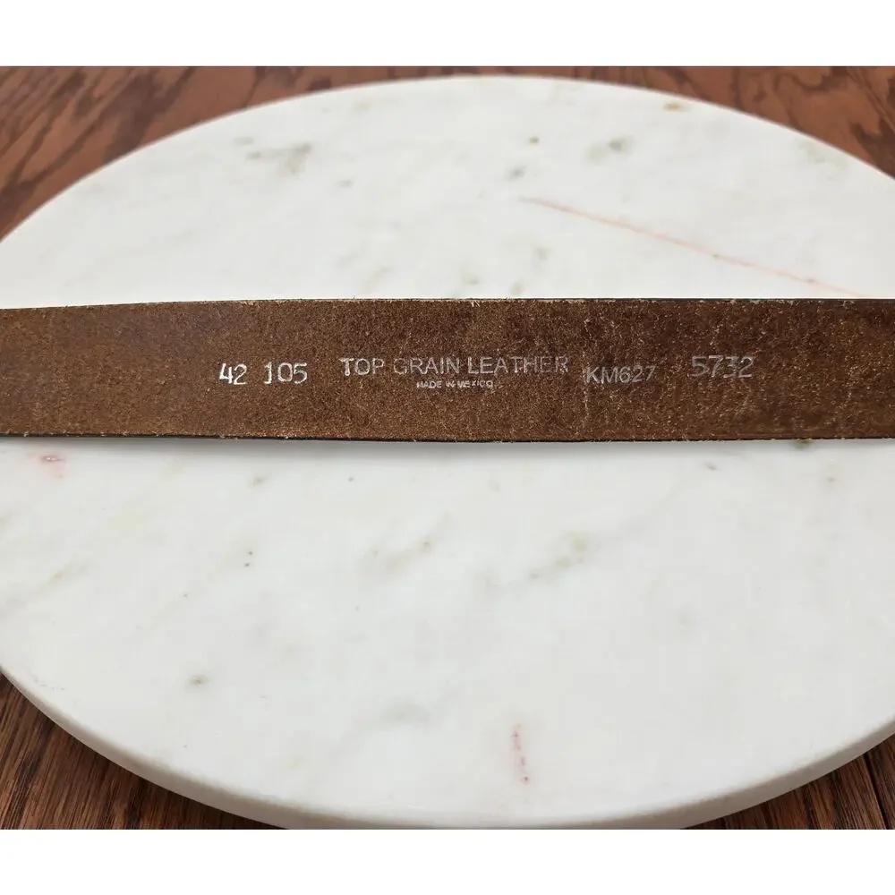 Vintage Wrangler Leather Hand Tooled American Eagle Belt‎ Western Stone Buckle